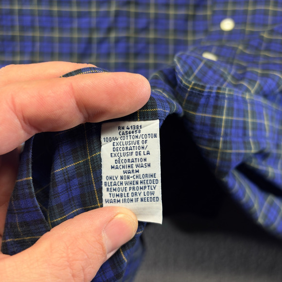 Ralph Lauren Button Down Shirt Men's XL Tartan Plaid Cotton Long Sleeve Preppy - Picture 7 of 8